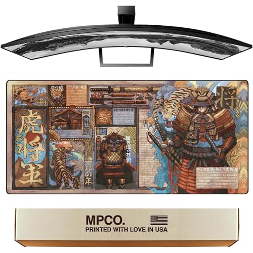 MPCO. Original Large Gaming Desk Mat – 36" x 17" Duraglyde Masterpiece Taimuzu Full Desk Mouse Pad for Smooth Precision – Non-Slip, Washable Extra-Large PC Mouse Pad for Gaming Sessions - color: DuraGlyde Taimuzu