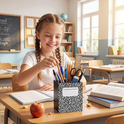 MALLMALL6 Wooden Pencil Holder - Back To School Pen Desk Organization, Notebook Shape Desktop Caddy Case for Teacher Student, Keep Your Desk Tidy for Classroom Office Home Dorm - style: Notebook