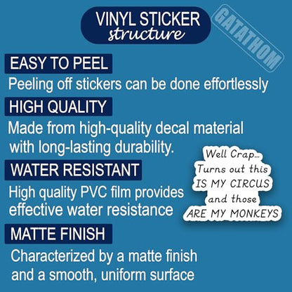 (3Pcs) Well Crap Turns Out This is My Circus and These are My Monkeys Sticker Funny Sarcastic Mom Stickers for Mommy Mama Mothers Day Waterproof Vinyl Decal for Water Bottle Laptop Phone, 3" x 2.2" - color: Well Crap... Turns Out This is My Circus and Tho