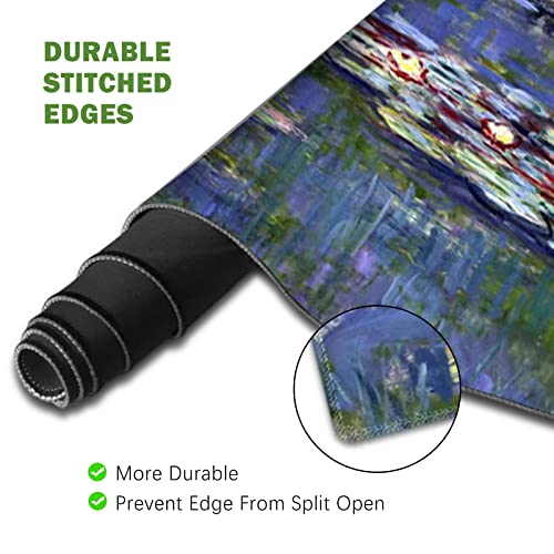 ToLuLu Extended Gaming Mouse Pad, Memory Foam Ergonomic Keyboard Mouse Wrist Rest Support Set, Large Desk Mat with Stitched Edges, Non-Slip Base Mousepad for Home Office Game, Monet Water Lilies - color: Monet Water Lilies