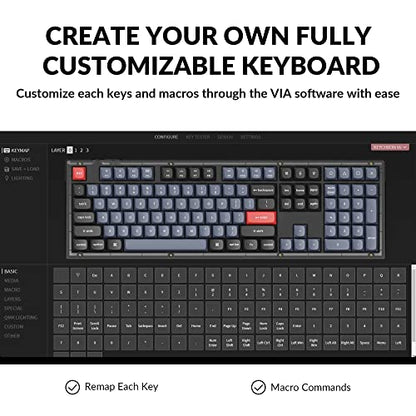 Keychron V6 Wired Custom Mechanical Keyboard, Full-Size QMK/VIA Programmable Macro with Hot-swappable Keychron K Pro Brown Switch Compatible with Mac Windows Linux (Frosted Black-Translucent) - color: Hot-swap Keychron K Pro Brown Switch