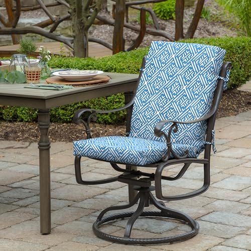 Arden Outdoor Midback Chair Cushion, 18 x 16.5, Rain-Proof, Fade Resistant Amalfi Blue Tile - color: Amalfi Blue Tile