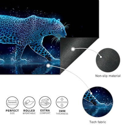 HOMETITUTE XL Mouse Pad Gaming Mousepad 31.5x11.8 Inch Neon Leopard Night Art Non-Slip Keyboard Desktop Protector Mat Diatomite Large Mouse Pad for Home and Office Desk Accessories - color: Neon Leopard Night Art