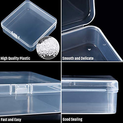 SATINIOR 24 Packs Small Clear Plastic Beads Storage Containers Box with Hinged Lid for Storage of Small Items, Crafts, Jewelry, Hardware (3.7 x 3.7 x 1.18 Inches) - size: 3.7 x 3.7 x 1.18 in