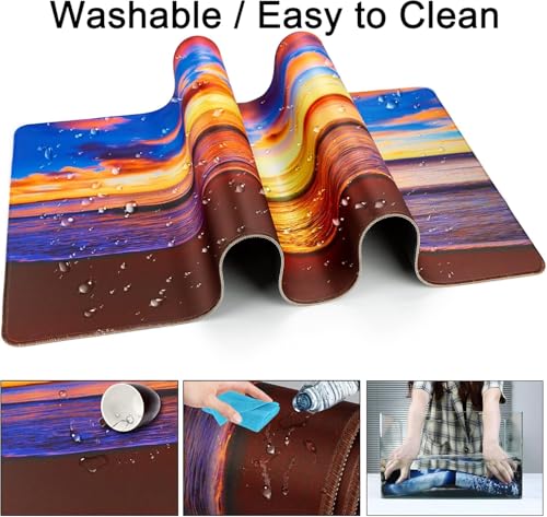 Large Gaming Mouse Pad with Coaster,Desk Matt for Desktop,Desk Mat-Beach 2 | Desk Pad,XXL Cute Desk Mat Cover for Computer Keyboard Laptop Women Office Home Decor, 31.5'' x15.6'' - color: B2-Sunset Beach