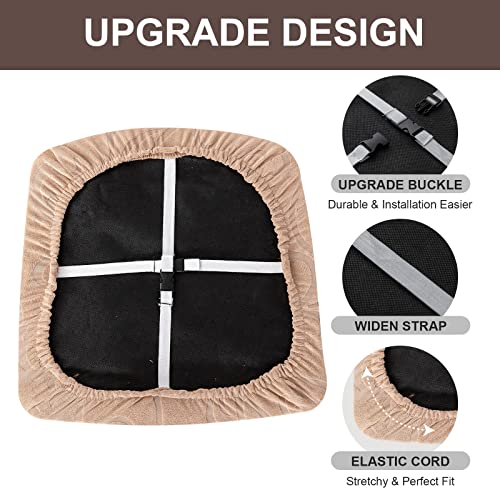 Genina Waterproof Chair Seat Covers Dining Room Chair Covers Stretch Seat Cover for Dinning Room Chair Protector Slipcovers for Kitchen, Hotel (2, Flower Pattern-Khaki) - color: Flower Pattern-khaki