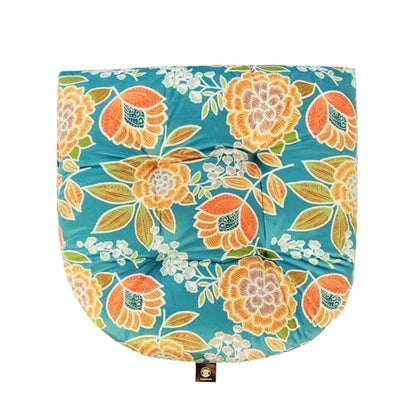Outdoor Patio Cushion, Rocking Chair Cushion, Tufted Pads, Set of Upper and Lower with Ties Pack of 2 (2 Sets) - Back 20"×17", Seat 17"×17" (Green Bottom Flowers) - color: Green Bottom Flowers