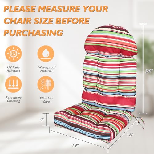 Adirondack Chair Cushions Set of 2, Rocking Chair Cushions High Back, Thickened Patio Chair pad for Indoor and Outdoor, 44''L x 19''W x 4''H - color: Rainbow Stripes, size: Set of 2