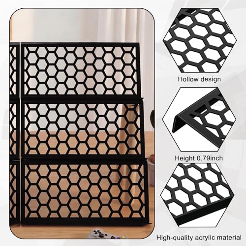 Yalikop 14 Pcs 9.5 x 4 Inch Trading Card Riser for Display Case Extended Long Black Acrylic Display Risers Stand Tray Honeycomb Cards Sorting Tray for Cardshow Vendor Showcase Sport Card Board Game