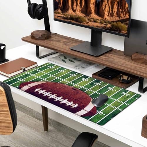 Gaming Mouse Pad Large, Keyboard Mouse Mat Desk Pad, Non-Slip Rubber Base with Stitched Edges Mousepad, 31.5X15.7 inch American Football Field and Ball - color: American Football Field and Ball, size: 31.5L x 15.7W inches
