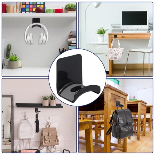 1Pcs Black ABS Plastic Headphone Stand Hanger, Table Wall Mount Headset Holder Hook, Adhesive Earphones Hangers for Desk Headphone Hanger, Most Headphones and Controller - color: Black, size: Wall Mount