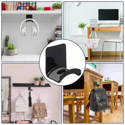 1Pcs Black ABS Plastic Headphone Stand Hanger, Table Wall Mount Headset Holder Hook, Adhesive Earphones Hangers for Desk Headphone Hanger, Most Headphones and Controller - color: Black, size: Wall Mount