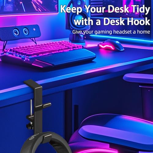 Desk Mount Bag Holder Hook Clamp,On Backpack Hanger Portable Desk Mount Headphones Holder for Reduce Desk Clutter Table Desk Table Hanging Storage(2 Pcs-Double Hook Black) - color: 2 Pcs-Double Hook Black