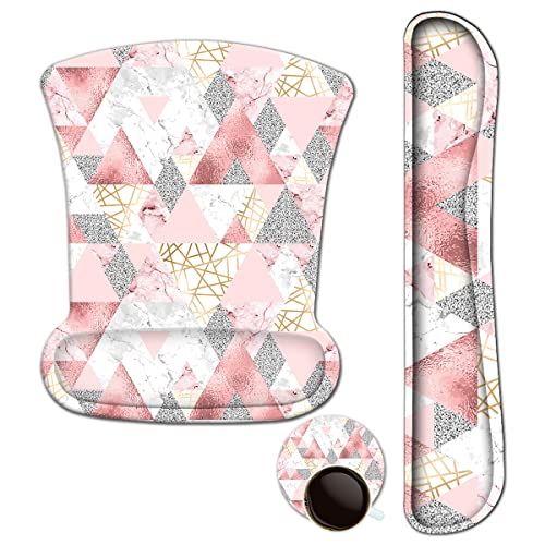 ArtSo Keyboard Wrist Rest and Mouse Pad with Wrist Support, Ergonomic Mouse Pad, Durable Comfortable for Easy Typing Pain Relief, Memory Foam Keyboard Mousepad Set, Pink Triangle - color: Pink Triangle