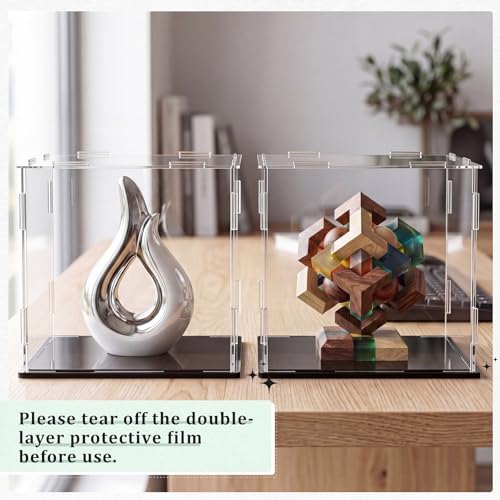 Yungyan 1 Pack Clear Self-Assembly Acrylic Display Case Transparent Dust Proof Protection Showcase for Figurine Collectibles Basketball Soccer Football Helmet (14 x 14 x 14 Inch) - size: 14 x 14 x 14 Inch