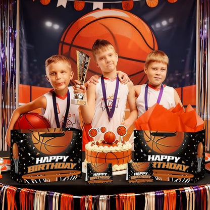 Hooqict Large Basketball Gift Bag with Handles, Tissue Paper, Greeting Cards Basketball Birthday Gift Wrap Bag for Kids Boys Men Sports Themed Goodie Treat Party Favors - color: Basketball