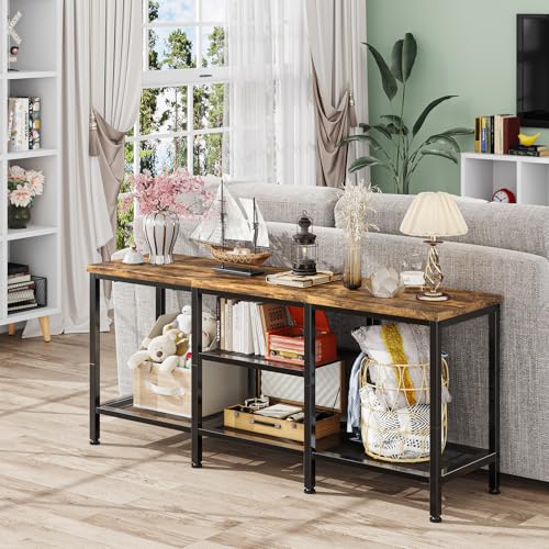 Simple Trending TV Stand for 50 Inch TVs, Entertainment Center with Open Storage Shelves, Media Console Table for Living Room, Rustic Brown