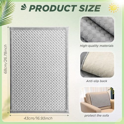 3 Pcs Cooling Recliner Headrest Protector Ice Silk Non Slip Couch Covers Cool Chair Headrest Cover for Summer Home Office Sofa Theater Seat Furniture Slipcover(Gray) - color: Grey