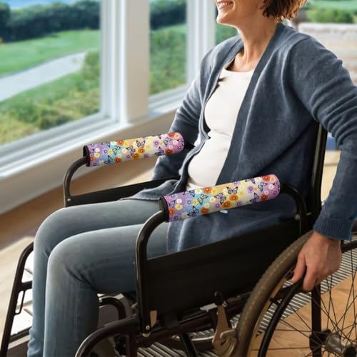 Wheelchair Armrest Pads Butterfly Daisy Wheel Chair Accessories Adults 2 Pack Wheelchair Arm Pads for Office Transport Chair Pressure Relief - color: Butterfly Daisy