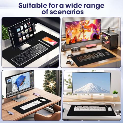 Professional Extended Gaming Mouse Pad - 31.5" x 15.7" Large Desk Mat with Stitched Edges, Waterproof Coating Non-Slip Rubber Base for Gamers Esports Pros Office Home, Black