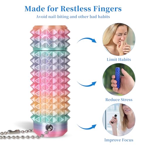 Little Ouchies Pain Stim Fidget Toy, 3D Printed Pocket Spiky Keychain with Clicker Button Spinner Sensory Toys for Anxiety Focus & Stress Reduction Novelty Gifts(L4) - color: L4