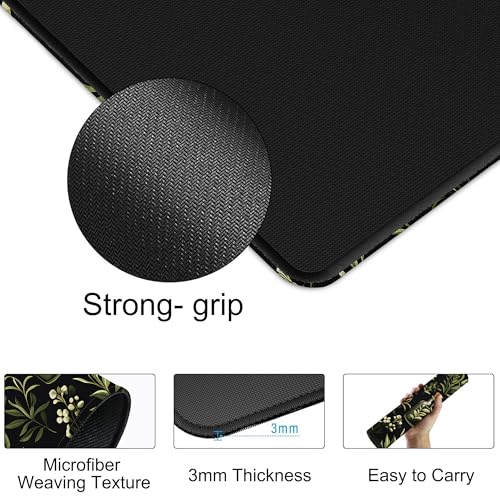 Wildflower Leaves and Bottles Gaming Mouse Pad 35.4 x 15.7 Inches with Non-Slip Rubber Base, Smooth Cloth Surface Desk Keyboard Mat for Computer, PC, Laptop, Desktop - color: Wildflower Leaves and Bottles