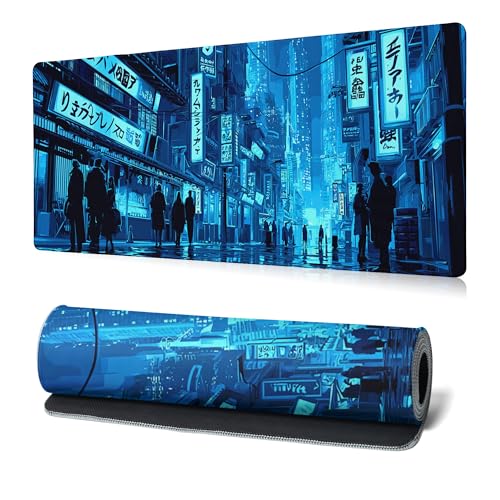 Japanese Gaming Mouse Pad Large Desk Mat Extended Keyboard Streets Mouse Pad Anime Mousepad with Non-Slip Base and Stitched Edge Mouse Mat Desk Pad 31.5 x 11.8 Mouse Pads for Desk Home Office Gaming - color: Japanese Streets