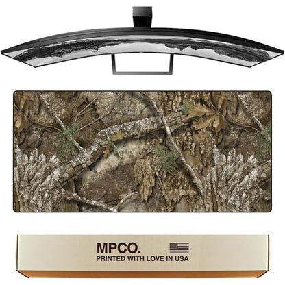 MPCO. Real Tree Large Gaming Desk Pad - 36" x 17" Duraglyde Fabric APX – Without Logo Desk Mats - Non-Slip, Washable, Smooth Glide for Precision Gaming & Work - color: Duraglyde Apx – Without Logo
