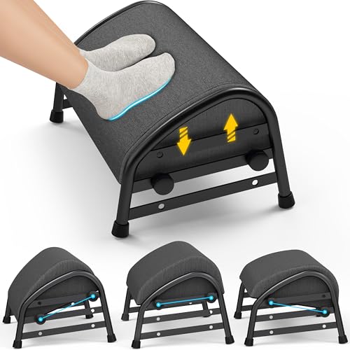 YEASHEIN Adjustable Foot Rest for Under Desk at Work, Ergonomic Foot Stools with 7 Positions, Elevated Cushion Under Desk Footrest with Metal Frame, Leg Rest Used for Home, Car, PC Gaming Accessories - color: Gray