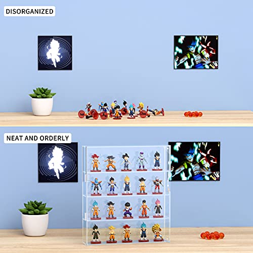 AITEE Acrylic Display Case for Mini Funko Pop Figures, Clear Wall Mounted or Desktop 4 Layer Storage Box Cabinet Organizer for Mini Toys, Collections or Stone - size: 4-Layer