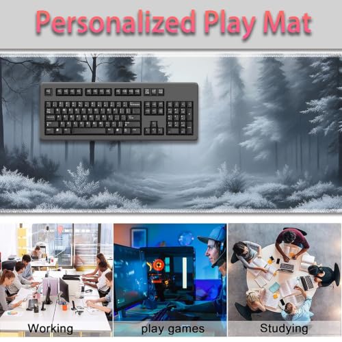 Large Gaming Mouse Pad + Wrist Rest+ Coaster Combo, 31.5 "x 11.8" Durable Non-Slip Extension Table Mat, Suitable for Office and Home, Fog Forest - color: Fog Forest