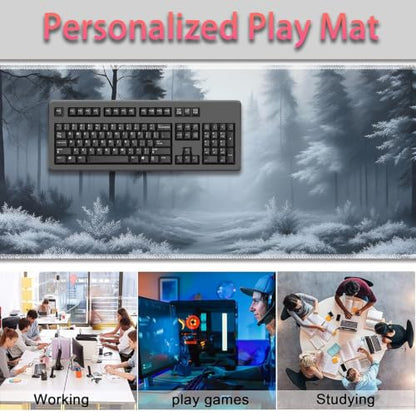 Large Gaming Mouse Pad + Wrist Rest+ Coaster Combo, 31.5 "x 11.8" Durable Non-Slip Extension Table Mat, Suitable for Office and Home, Fog Forest - color: Fog Forest