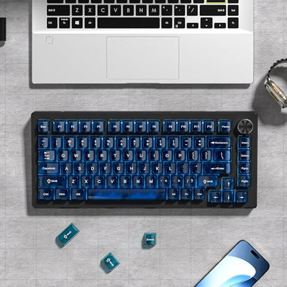 dagaladoo Clear keycaps,Transparent Keyboard keycaps,Jelly Key caps Set,Shine Through keycap，MDA Profile Keyboard caps for Mx Switches Mechanical Keyboard(Dark Blue) - color: Dark Blue