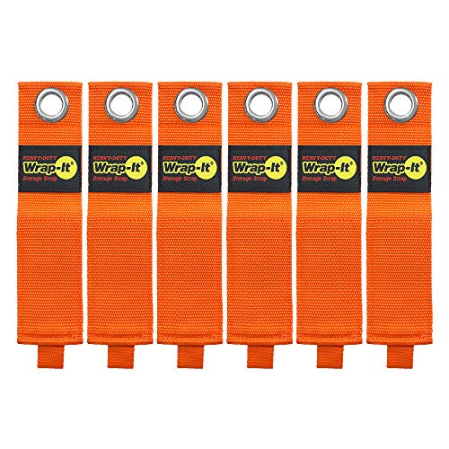 Heavy-Duty Wrap-It Storage Straps - 17-inch (6-Pack) Blaze Orange - Garage Organizer and Extension Cord Hanger for Garage Storage Ideas as an Electric Cord Holder with Garage Gadgets - color: Blaze Orange, size: 17-in. (6-Pack)