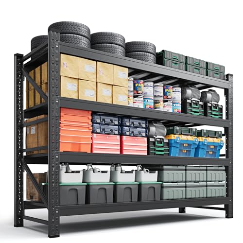 Letaya 6000LBS Storage Shelves Heavy Duty,79" W Garage Shelving Units, 4 Tier Adjustable Utility Rack Shelf,Large Metal Industrial Shelves,for Shop,Warehouse,Basement,Black (79" W x 24" D x 79" H) - color: Black, size: 79" W x 24" D x 79" H