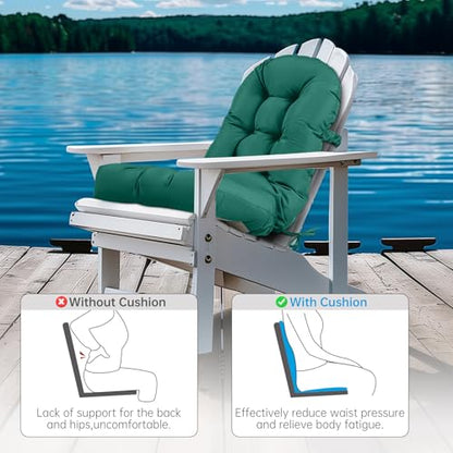 Adirondack Chair Cushion Waterproof Rocking Chair Cushion, Tufted High Back Patio Chair Cushions with Anti-Slip Ties for Rocking Chairs,Adirondack Chair,Patio Furniture (Green) - color: Green
