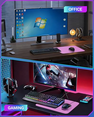 Glass Gaming Mouse Pad for FPS Gaming, Balanced Speed & Control, Consistent Glide, Anti-Slip Base, Water-Resistant Desk Mat for Valorant, CS2, XL 19.3" x 16.5", Pink