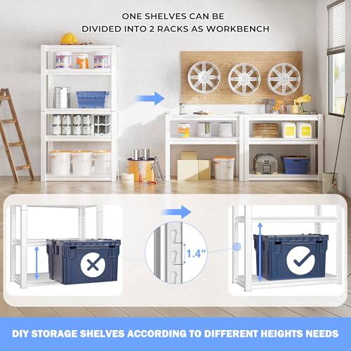 Raybee 72''H Garage Shelving, Storage Shelves 2010LBS, Adjustable 5 Tier Metal Shelving, Closet Garage Shelves Pantry Shelf for Kitchen Closet 72''H*31.7''W*16.3''D - size: 16.3"D x 31.7"W x 72"H,White