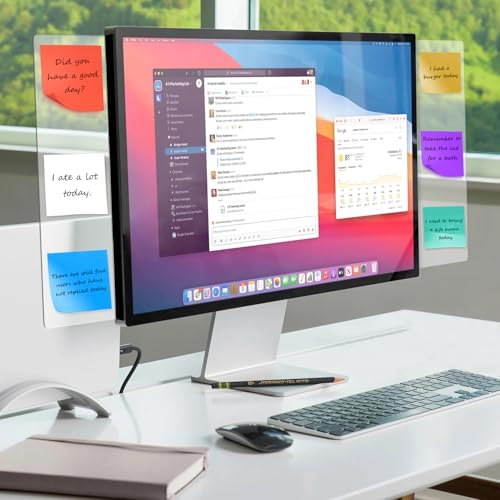 2-Pack Frameless Monitor Sticky Note Boards - Screen Memo Board for Edgeless Monitors, Decorative Computer Transparent Side Panels, Home Office Computer Memo Holder - size: 2Pcs 11.8'' Clear