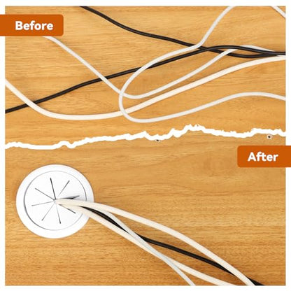 8 Pcs White Desk Grommet, 2 Inch Desk Hole Cover for Cables, Grommet Cover with Hole Saw for Table Cables Wire Home Office - color: White