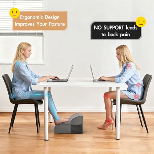 Echaprey Foot Rest for Under Desk at Work,Adjustable Under Desk Footrest Multifunctional 3-Tier Foot Stool with Non-Slip Base and Washable Cover Ergonomic Foot Stool for Office,Home,Car,Travel (Grey) - color: Grey