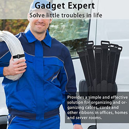 40pcs Reusable Cable Ties - 4 Sizes (6/8/10/12 Inch) - Hook and Loop Cinch Straps for Wire Management - Heavy Duty Cord Organizer & Wire Ties for Electronics, PC, Home & Office - style: 12+10+8+6 Inch