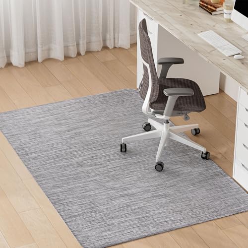 Office Chair Mat for Hardwood & Tile Floor, 46"x72" Desk Computer Chair Mat, Anti Slip, Non-Curve, Floor Protector Under Desk Low-Pile Office Rug for Rolling Chair - color: Light Grey, size: 46'' x 72'' Rectangle