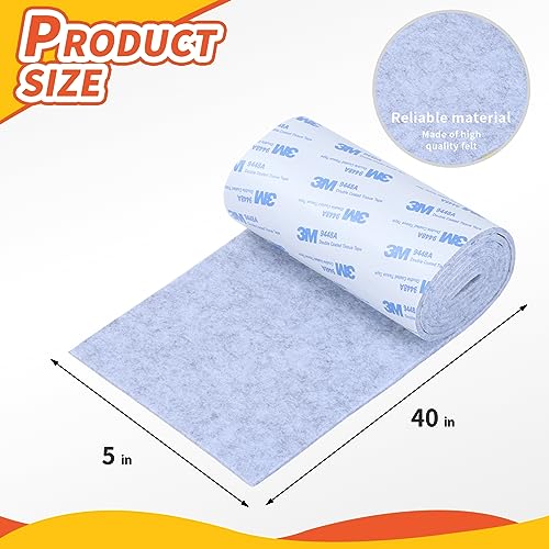 Felt Furniture Pads, Non Slip Self Adhesive Cuttable Felt Tape Gray Heavy Duty Felts Strip Roll for Protecting Hardwood Floors Chair Wall Protector (40 x 5 x 0.12 Inch, 2 Pack) - color: Grey, size: 5" x 40" (2 Pack)