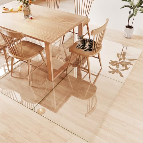 Tempered Glass Chair Mat 48"x36" – Ultra-Clear Office Chair Mat for Hardwood Floors & Low-Pile Carpets – Heavy-Duty 0.2" Scratch-Resistant Surface with Non-Slip Pads – Supports 1,000 lbs - size: 48"x36"
