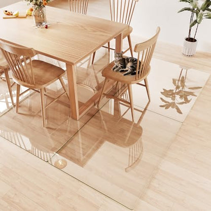 Tempered Glass Chair Mat 48"x36" – Ultra-Clear Office Chair Mat for Hardwood Floors & Low-Pile Carpets – Heavy-Duty 0.2" Scratch-Resistant Surface with Non-Slip Pads – Supports 1,000 lbs - size: 48"x36"