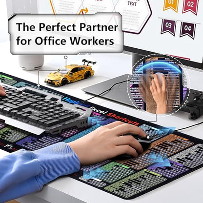 Excel Cheat Sheet Desk Pad (2026 Pro) — 231+ Shortcuts Mouse Pad for Keyboard and Mouse, XXL Waterproof Non-Slip Desk Mat for Office, Home, Gaming, Data Analysis, 31.5 x 11.8 in - color: Excel