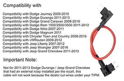 TIPM Bypass Cable, Fuse Holder Fuse Adapter,Repair Fuel Pump Relay Bypass Cable Compatible with Dodge Ram 1500 2500 3500 Jeep Chrysler VW 2007-2016, 14AWG Wire/20AMPs Replace CBWPR091AA