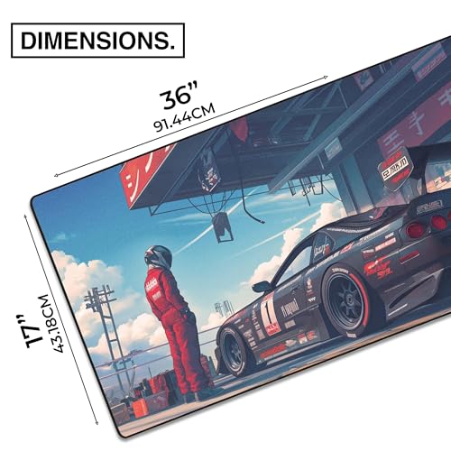 MPCO. Original Large Gaming Desk Mat – 36" x 17" Duraglyde Manga Motors Sanjis-Supra Full Desk Mouse Pad for Smooth Precision – Non-Slip, Washable Extra-Large PC Mouse Pad for Gaming Sessions - color: DuraGlyde Sanjis-Supra