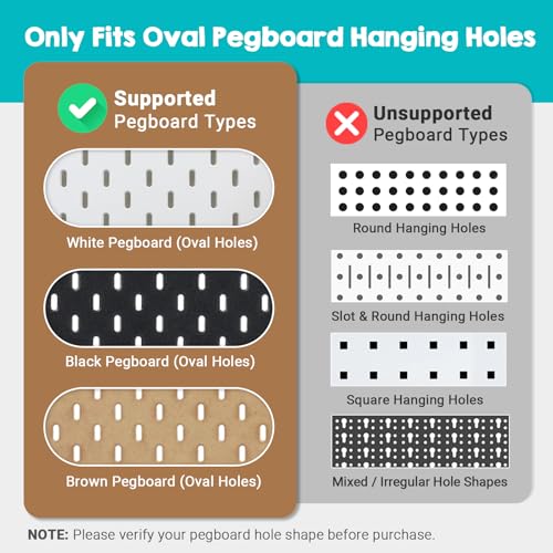 2 Pack Walnut Color Pegboard Shelf, Peg Board Organizer Accessories, Compatible with IKEA Skadis Pegboard for Home Office, Craft Room, Gaming